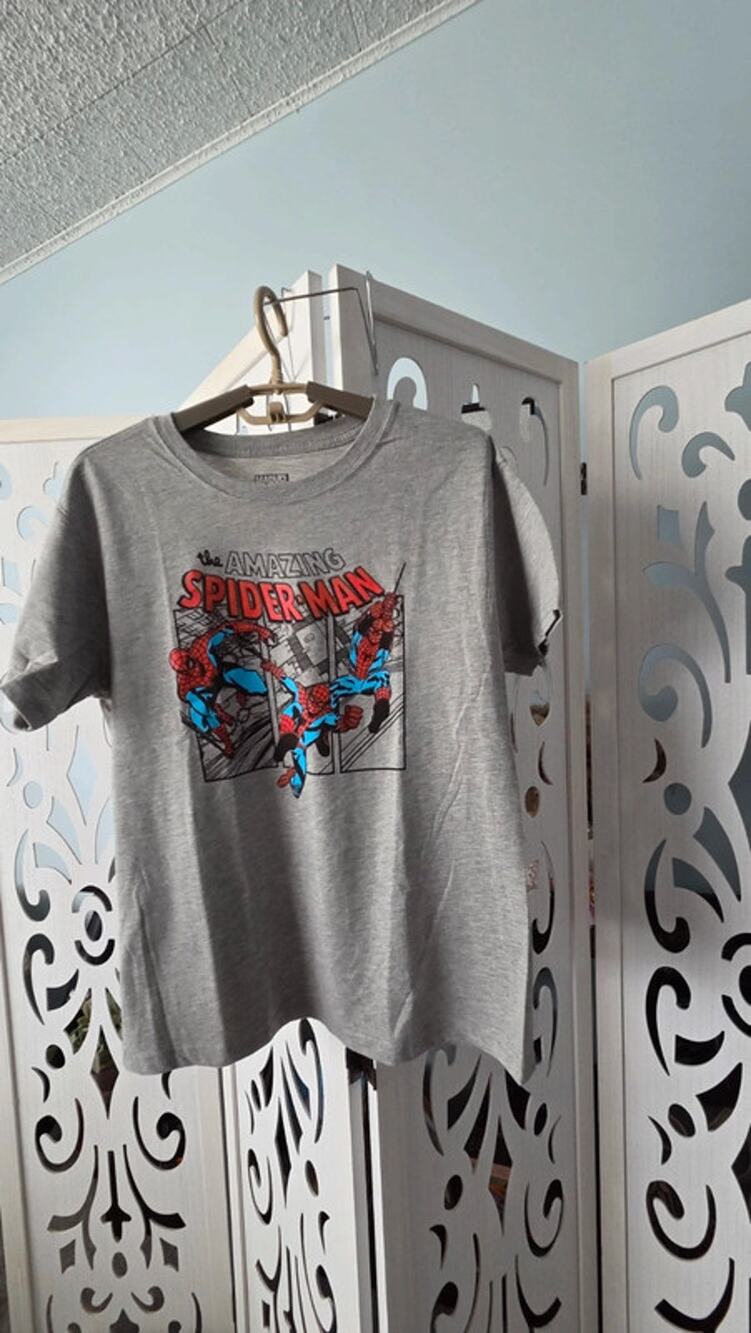Marvel The Amazing Spider-Man T-Shirt Mens Medium Gray Comic Graphic Tee NWOT